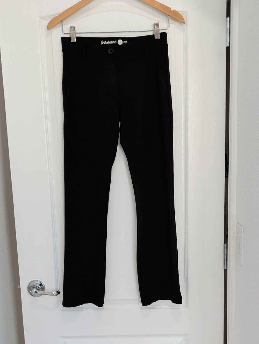 Betabrand Jet Black Straight Leg Pull On Pants Size SP Small Petite